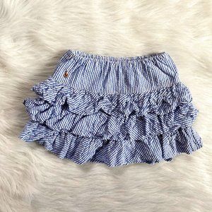 Ralph Lauren Blue & White Seersucker Stripe Skirt